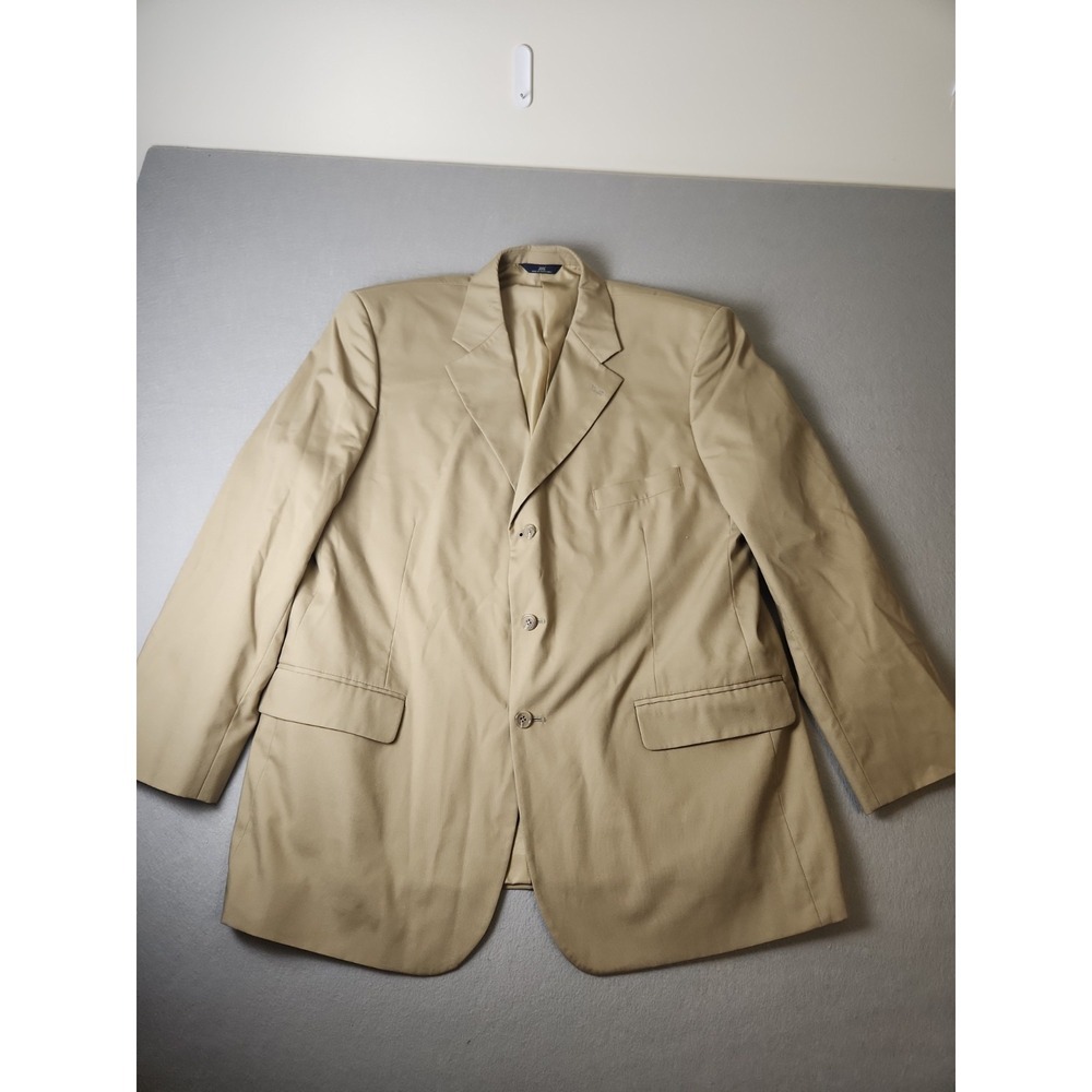 Brooks Brothers 346 Blazer Jacket Mens 48R Tan 3 Button Cotton Polyester Blend